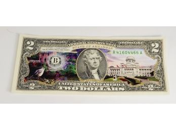 The Bradford Exchange Illustrated  Colorized  $2 Dollar Bill - The State Of Arkansas