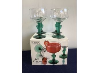 Libbey Cozumel Cactus Margarita Cocktail Glasses