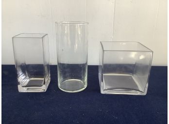 Glass Vases Lot Of 3