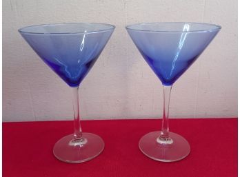 Blue Glass Martini Glasses