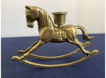 Brass Rocking Horse Candlestick Holder