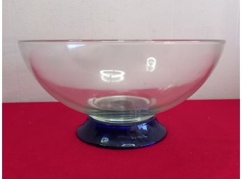 Blue Pedestal Glass Bowl