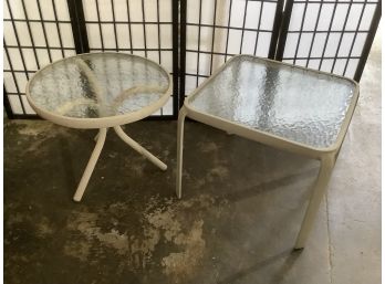 Pair Of Patio Side Tables- One Round One Square