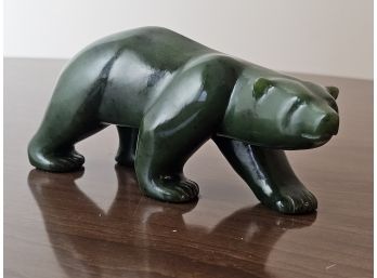 British Columbia Jade Carving Of A Polar Bear, Signed