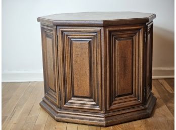 Hexagonal Walnut Cabinet Side Table