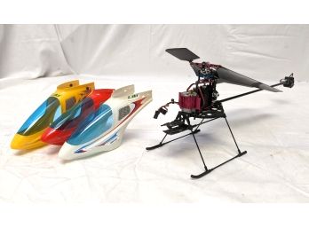 Incomplete E-sky Honey Bee Helicopter Frame With 3 Plastic Heli Canopies