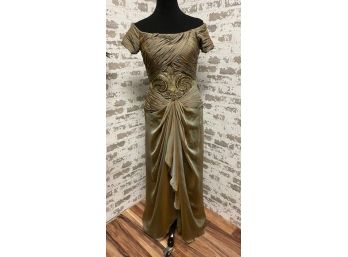 Michael Casey For Mary Jane Denzer LTD Vintage Iridescent Olive Evening Gown