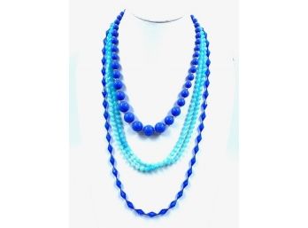 Trio Of Blue Vintage Necklaces