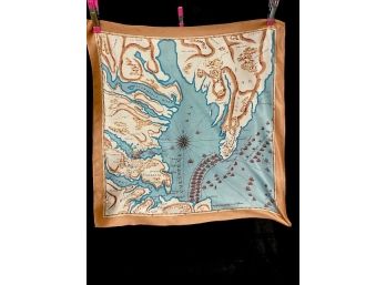 Vintage Scarf Of The Chesapeake Bay In Style Of Naval Map