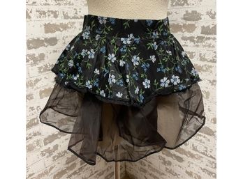 Vintage New Old Stock Embroidered Illusion Floral Over Black Apron