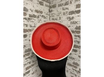 Classic Ruth Hunt NY Ladies Red & White Woven Hat - $75