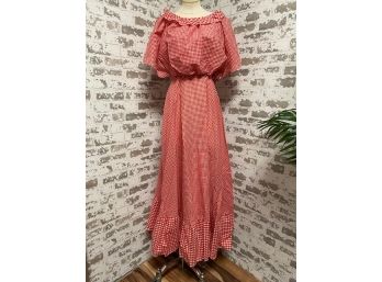 New Old Stock The Contessa - Vintage Custom Red & White Gingham Dress - Orig. $50 - Size 10