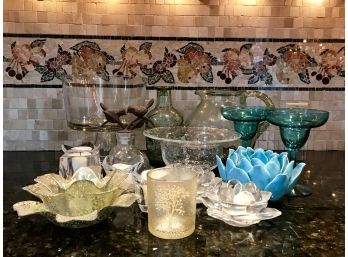 Glass Candles, Bowls, And Glasses