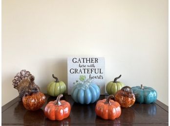 Fall Harvest Group - Glass Pumpkins And Other Fall Decor