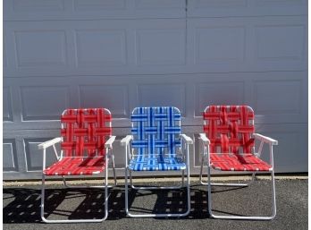 Trio Of Outdoor Flding Chairs - Vintage Style