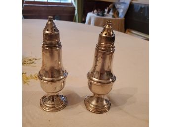 Pair Of Reed & Barton Sterling Silver Weighted & Reinforced Salt & Pepper Shakers - Glass Lined