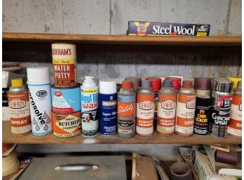 Large Assortment Of Vintage Spray Paints, Waxes, Super Shine - 22 Cans - Some Retired Colors