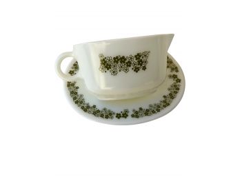 Vintage Crazy Daisy Pyrex, Gravy Boat, Pyrex Dish, Spring Blossom, Made In USA, Daisy, Blossom, Lime Green