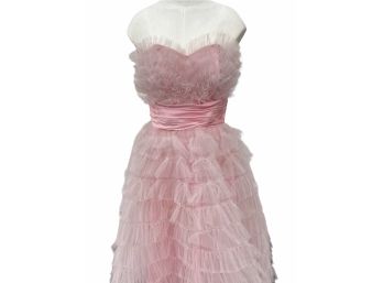 VINTAGE MIDCENTURY Handmade 1950s PINK Party Dress - Size 4/6