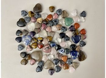 Varied Collection Of Small Polished Gemstone Hearts, 1 Lb 8.1oz