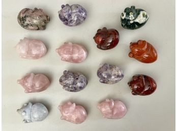 Collection Of Carved Gemstone Animals & Hearts, Approximate Total Weight 5 Lbs