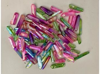 Titanium Rainbow Aura Quartz Crystal Points, 1 Lb 5.6oz