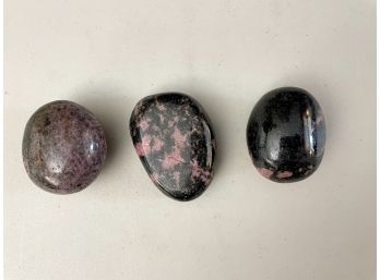 Three Rhodonite Palm Stones, 1 Lb 4.4oz