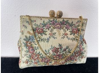 Vintage Floral Tapestry Clutch Handbag