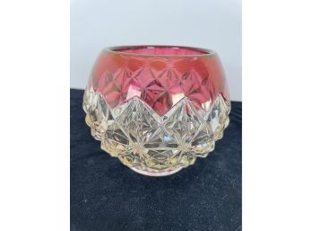 Vintage Clear/Red Pressed Glass Bowl