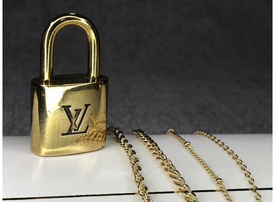 Fabulous Authentic LOUIS VUITTON Brass Lock With Four Gold Plated Necklaces - (18'-24')  Last One Sold $350