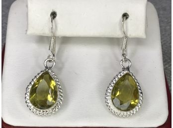 Lovely Brand New 925 / Sterling Silver & Yellow Topaz Earrings - Very Expensive Look - Very Nice - New Unworn