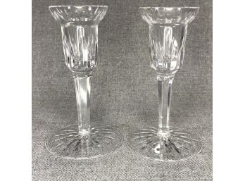 Fantastic Pair Of Like New WATERFORD Candle Holders / Candle Sticks - No Damage - Made In Ireland - Nice !