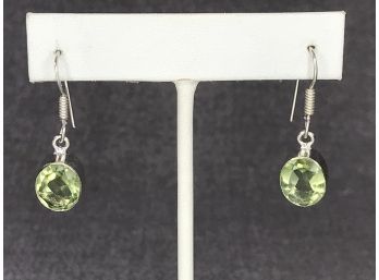 Lovely Sterling Silver / 925 Earrings With Peridot - Very Simple But Very Elegant - Brand New - Unworn