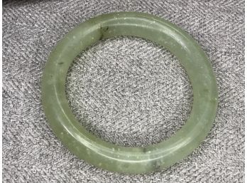 Very Nice Antique ? Vintage ? Jade Bangle Bracelet - Tiny Flecks Of White - Very Pretty Vintage Piece