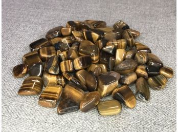 Huge Lot Of Highly Polished TIGER EYE Gemstone - Over 75 Pieces - About The Size Of Regular Grape - Many Uses