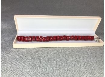 Fabulous Red Coral Chunky Bead Bracelet - Made To Retail For $400 In Boutiques - Brand New - Never Worn