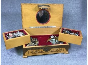 Estate Fresh - Grandmas Jewelry Box - LOADED WITH ITEMS - Necklaces - Rings - Pins - Bracelets - NICE !