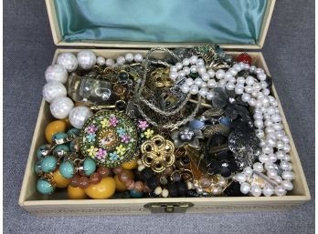 Estate Fresh - Grandmas Jewelry Box LOADED TO THE BRIM - Necklaces - Pins - Rings - Bracelets - MUCH MORE !