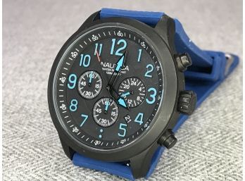 AMAZING Brand New $189 Mens NAUTICA Auto Sport ENS 29 Driving Watch - With British Blue Silicone Strap !