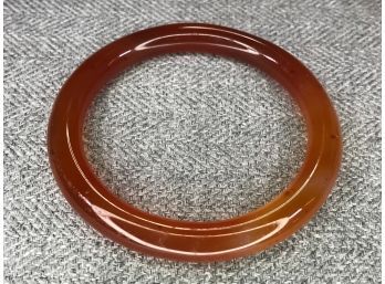 Very Nice Vintage Rust / Orange Jade Bangle Bracelet - Highly Polished - Unusual Color - Very Pretty Piece