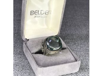 Wonderful Sterling Silver / 925 Filigree Ring With Faceted Aquamarine - Very Pretty - Brand New Unworn !