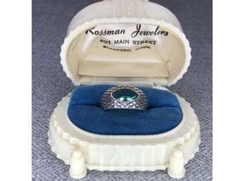 Very Pretty 925 / Sterling Silver Ring With Teal Sapphire - We Have This Ring With Different Stones - Nice !