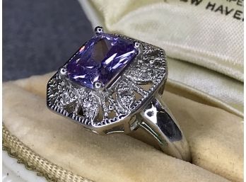 Lovely Antique Style 925 / Sterling Silver With Amethyst - Very Pretty Piece - Not Antique Yet Not Brand New