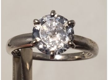 Sterling Silver Size 10 Astounding Huge CZ Engagement Ring ~ 4.69 Grams