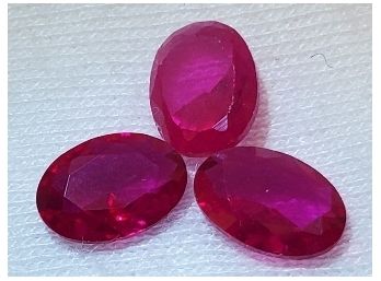 3 Stunning Tested Oval Rubies ~ 2.31 Total Ct ~ 7mm X 5mm X 3mm Ea.