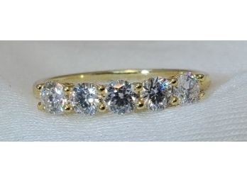 Incredible Gold Over Sterling Silver Size 8 Tested Diamond Anniversary Ring ~ 1.95 Grams