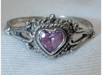 Beautiful Antique Sterling Silver Size 8 Tested Pink Topaz Ring ~ 1.50 Grams