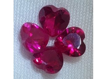 Wonderful Lot Of (4) Tested Mozambique Heart Shaped Red Rubies ~ 6mm X 6mm X 4mm