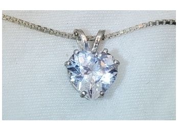 Stunning Sterling White Sapphire Pendant With An Incredible 22' Sterling Silver Necklace ~ 6.36 Grams