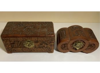 Hand Carved Hinged Wooden Decorative Boxes, Square & Dome